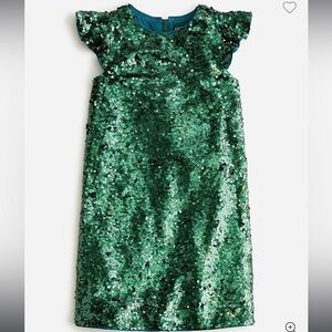 J. Crew / crew cuts girls flutter sleeve sequin green holiday Christmas dress, 5